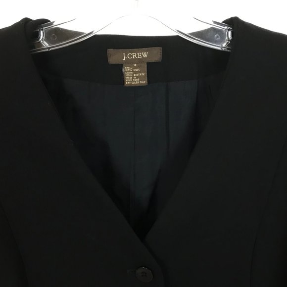 Womens Size 12 J. Crew Black Vintage Pure Wool Longline Blazer Jacket - Picture 2 of 3